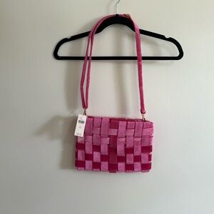 NWT Anthropologie Velvet Hot Pink Purse
